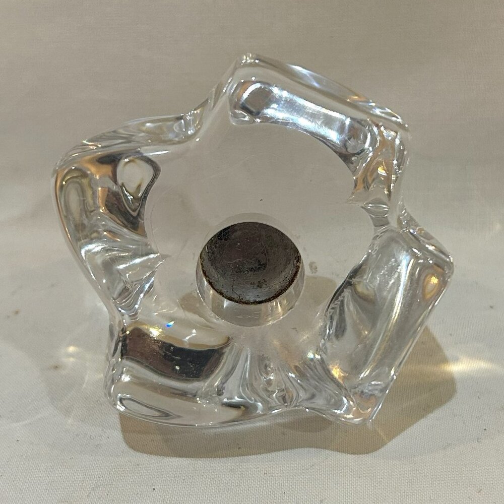 VTG Daum France Crystal Art Glass Votive Candle Holder Abstract Signed